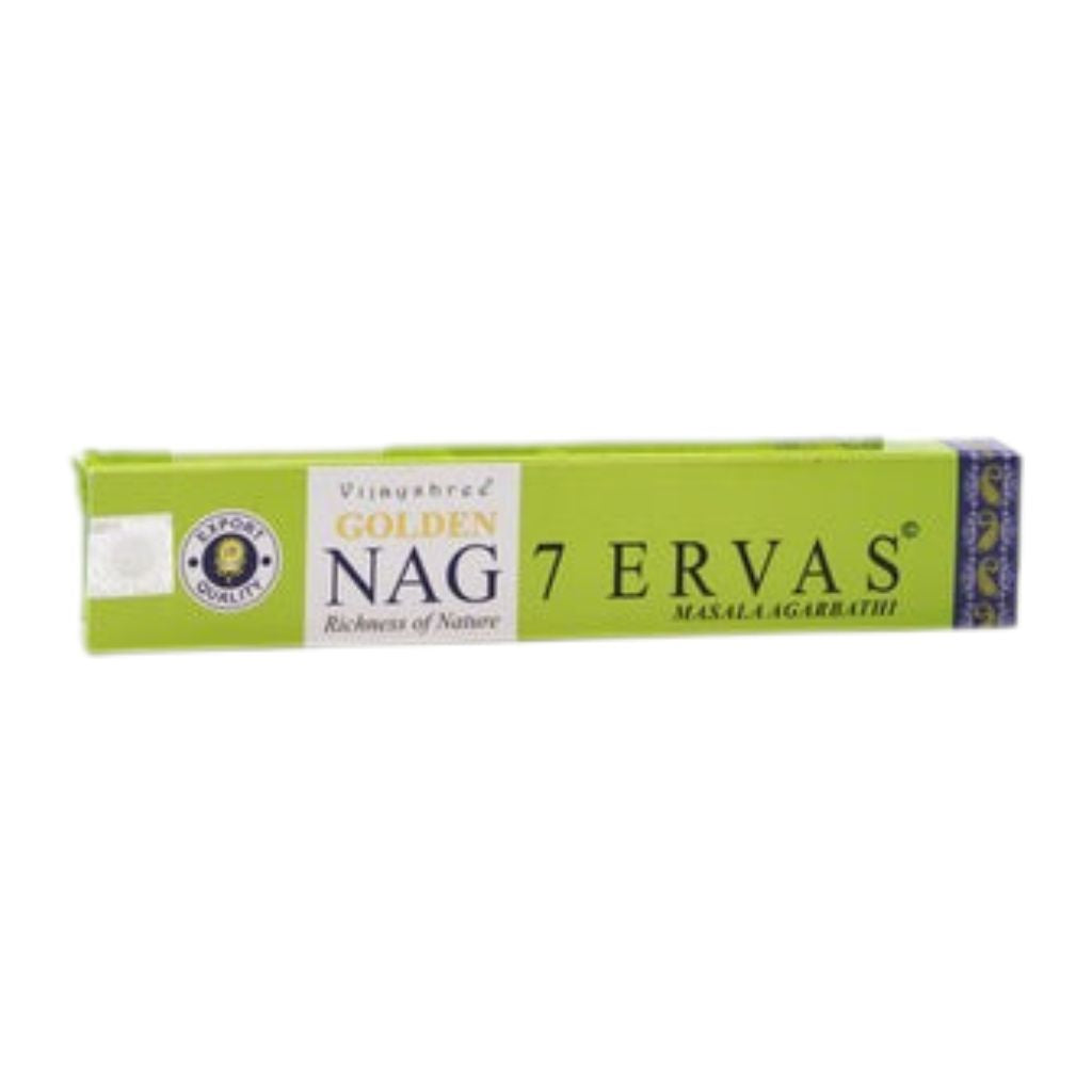 Box of Golden Nag 7 Ervas incense on a white background