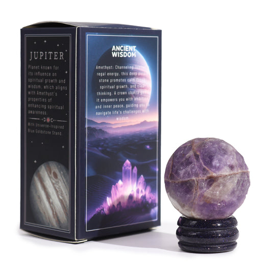 Invite the powerful energy of Jupiter into your space with this stunning Amethyst Planet.