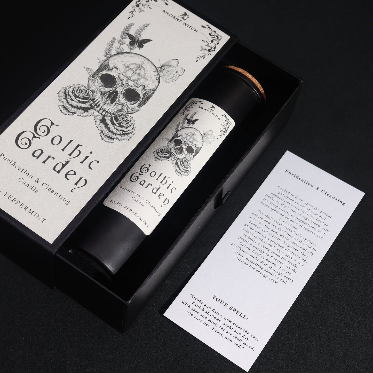 Step into the mystical ambience of the Gothic Garden with these Ancient Witch Ritual Candles black background