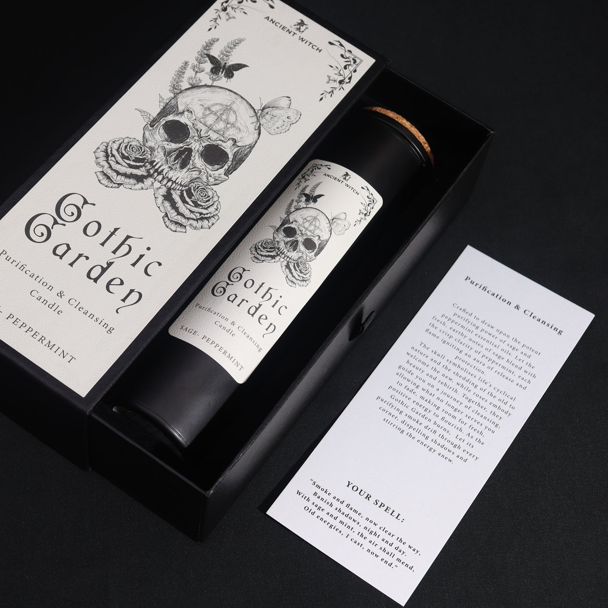 Step into the mystical ambience of the Gothic Garden with these Ancient Witch Ritual Candles black background