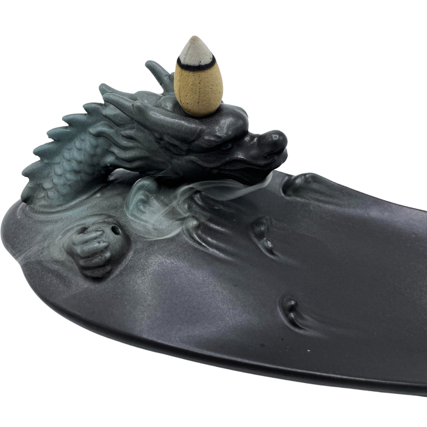 Transform your home into a tranquil haven with a backflow incense burner Dragon in Pool lit. Designed to work with backflow incense cones.