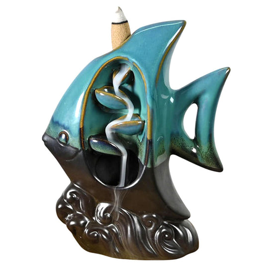 Transform your home into a tranquil haven with a backflow incense burner Tropical Fish lit. Designed to work with backflow incense cones.