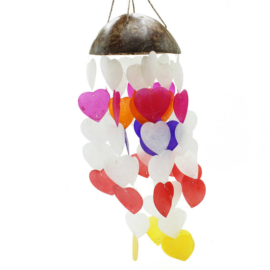 Add a splash of coastal charm to your home or garden with these beautiful Coconut & Capiz Windchimes Big Hearts made by small family businesses in Bali.