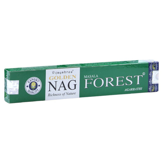 Experience the fragrant, tranquil scent of Golden Nag Forest Incense Sticks. Hand-rolled in India with the finest ingredients.