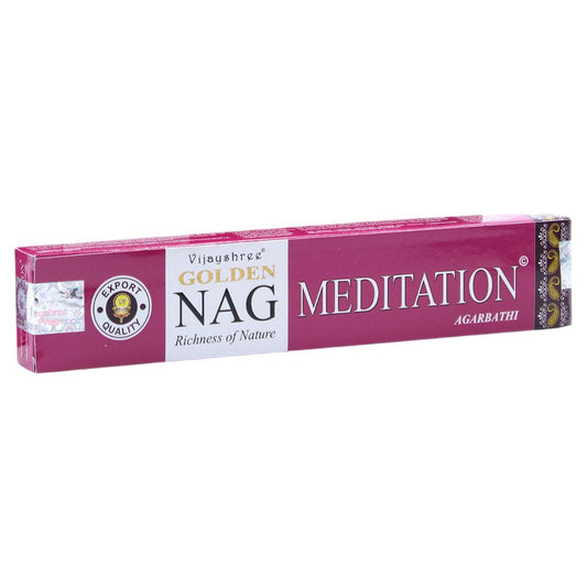 Experience the fragrant, tranquil scent of Golden Nag Meditation Incense Sticks. Hand-rolled in India with the finest ingredients.