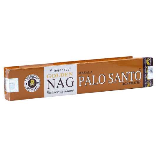 Experience the fragrant, tranquil scent of Golden Nag Palo Santo Incense Sticks. Hand-rolled in India with the finest ingredients.