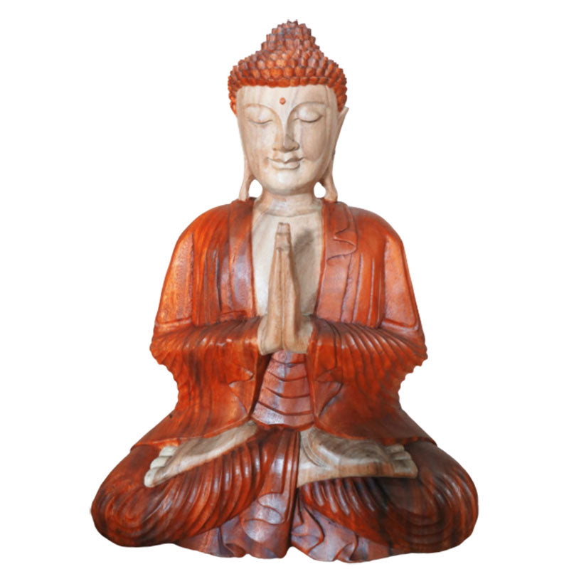 Hand Carved Buddha Statue in welcome pose.