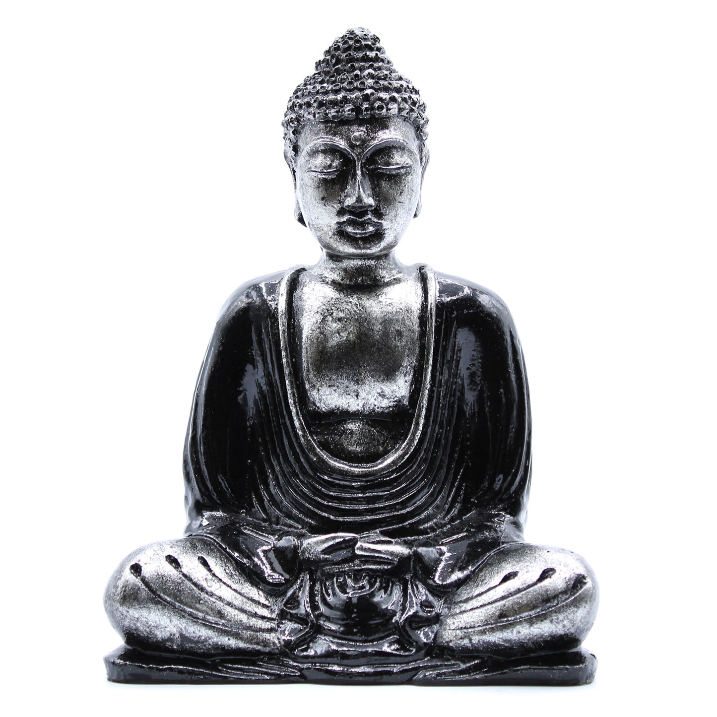 Add a touch of peace and serenity to your space with this exquisite Hand Painted Black & Grey Buddha Statue.
