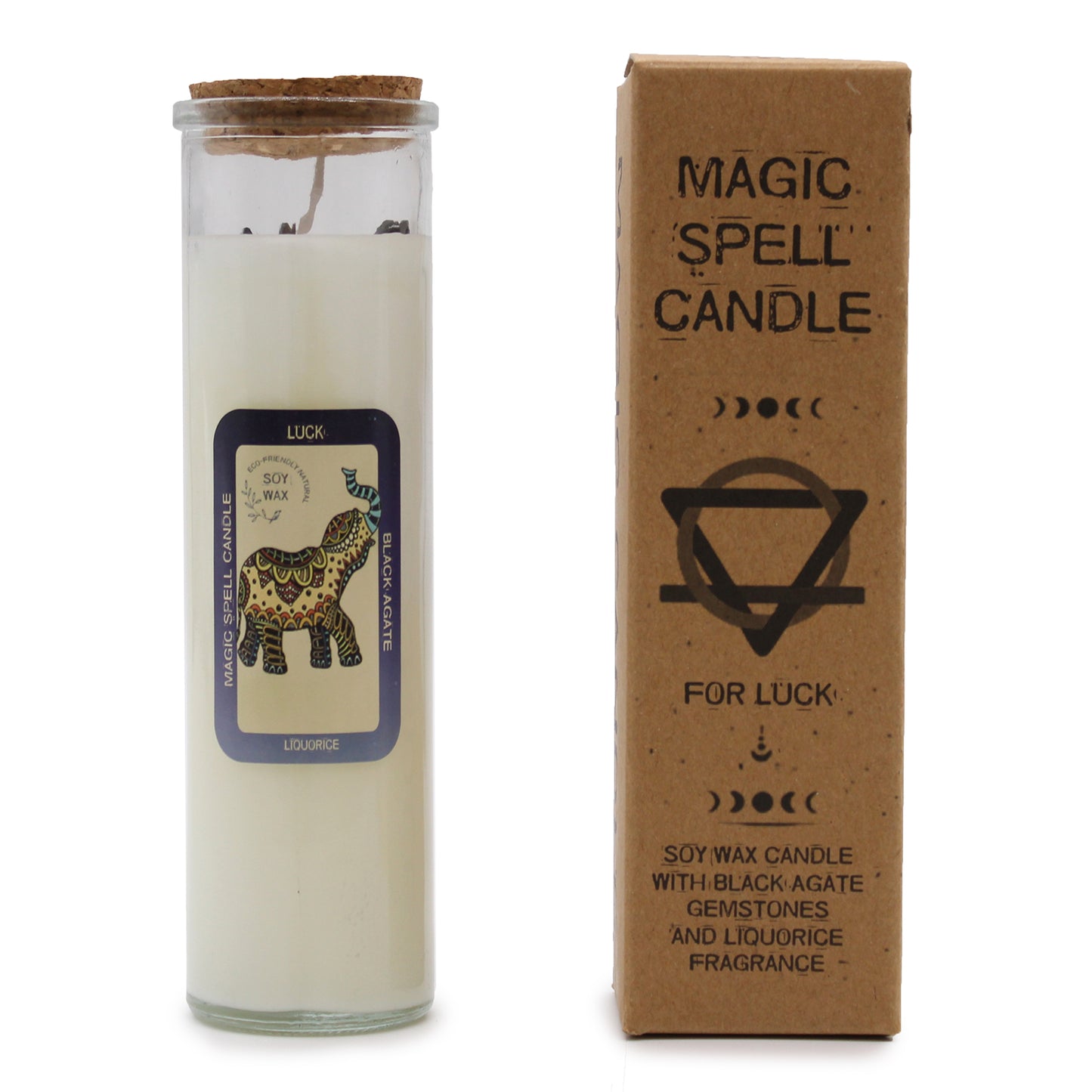 Magic spell candle Crafted to draw in good fortune, positive outcomes, and unexpected blessings. boxed