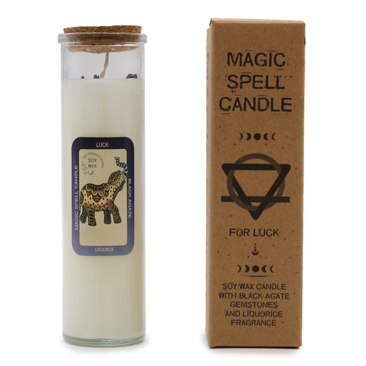 Magic spell candle Crafted to draw in good fortune, positive outcomes, and unexpected blessings. boxed