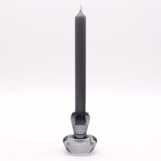 Mushroom Flip Dinner Candle / Tealight Holder in Midnight Grey is crafted from high-quality glass.