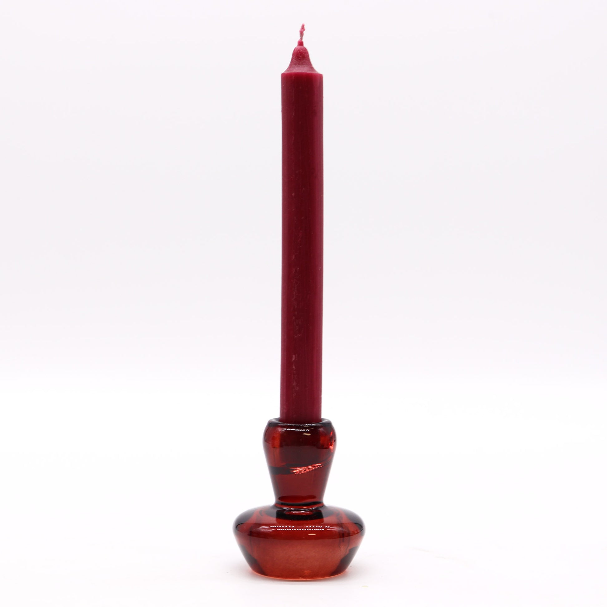 Mushroom Flip Dinner Candle / Tealight Holder in Vampire Red is crafted from high-quality glass.