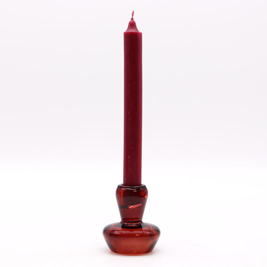 Mushroom Flip Dinner Candle / Tealight Holder in Vampire Red is crafted from high-quality glass.