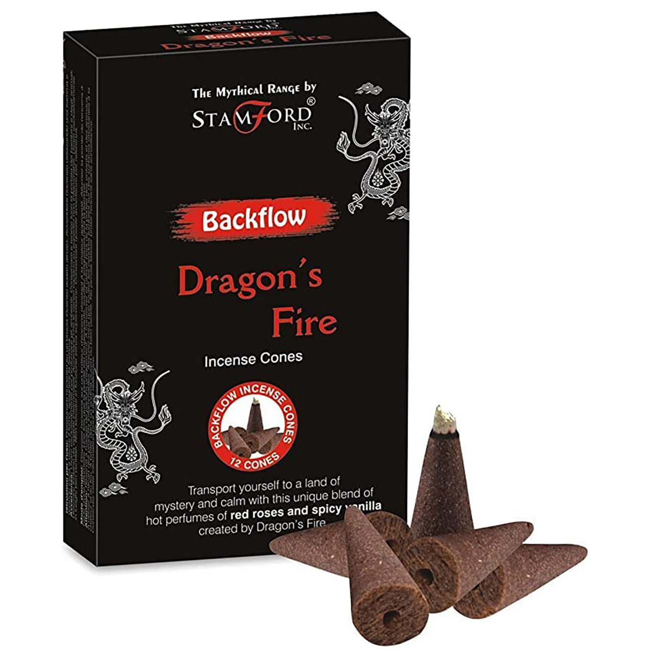 Stamford mythical backflow cones Dragon Fire are made using sustainable, natural, and plant-based ingredients, ethically produced in Karnataka, India.
