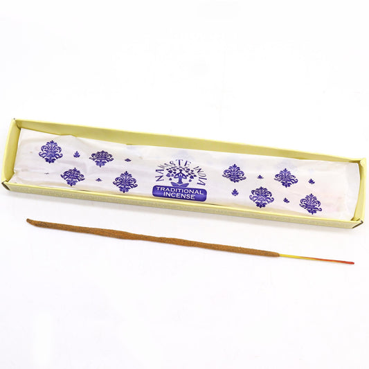 Incense stick with a branded box on a white background