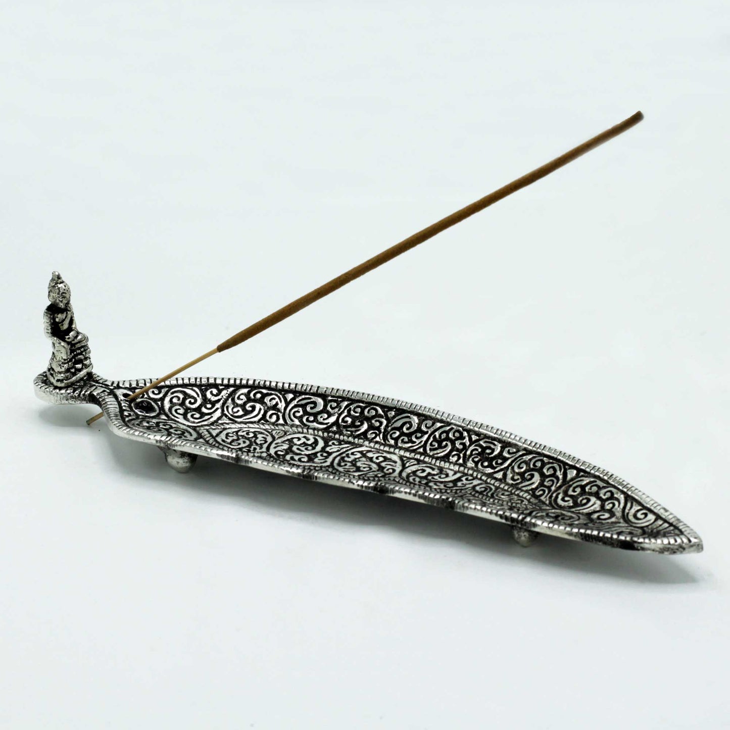 Polished Aluminium Buddha Long Shaped Incense stick Holder, meticulously crafted in India.
