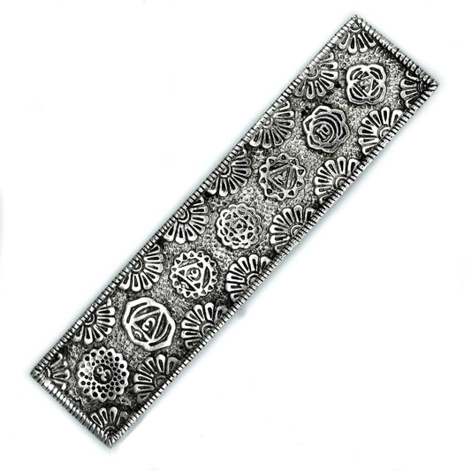 Polished Aluminium Chakra Long Incense Holder, meticulously crafted in India.