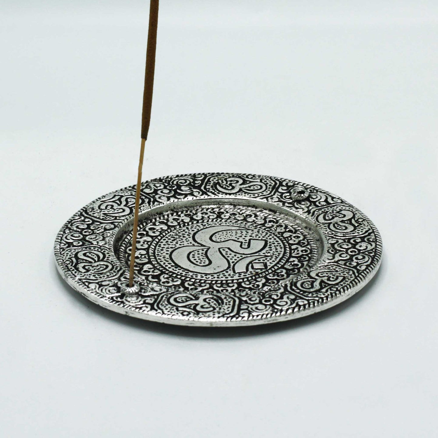 Polished Aluminium Om Round Incense stick Holder, meticulously crafted in India.