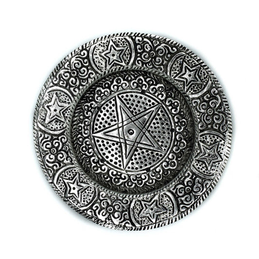 Polished Aluminium Pentagram Incense Holder, meticulously crafted in India.