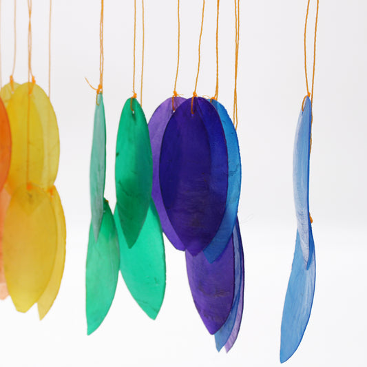 Bring a touch of natural elegance to your space with this handcrafted Rainbow Large Leaf Chime