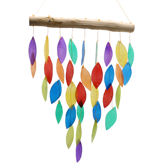 Bring a touch of natural elegance to your space with this handcrafted Rainbow Leaf Copis Chime, made by small family businesses in Bali.