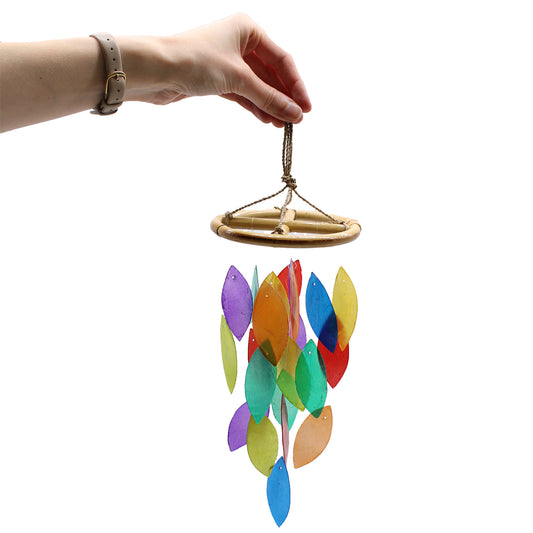 Bring a touch of natural elegance to your space with this handcrafted Rainbow Leaf & Bamboo Drop,