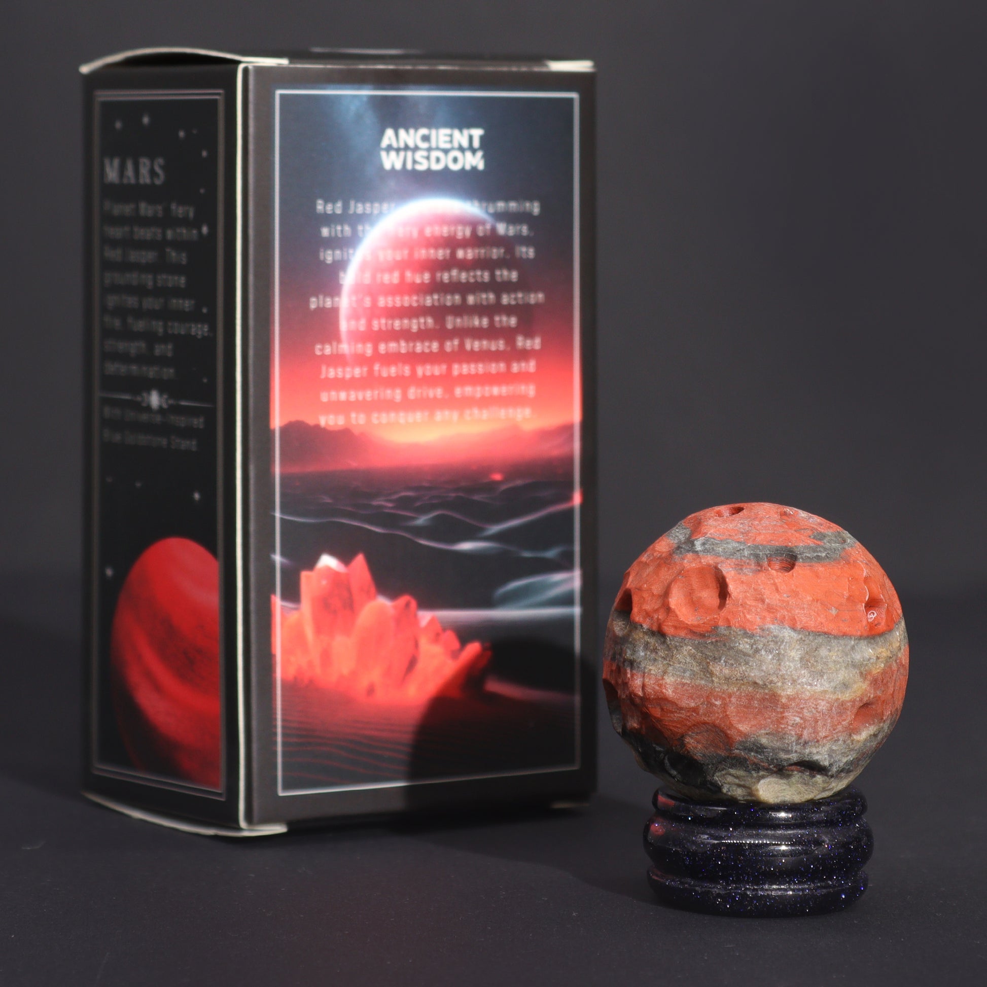 Channel the dynamic energy of Mars with this striking Red Jasper Planet boxed
