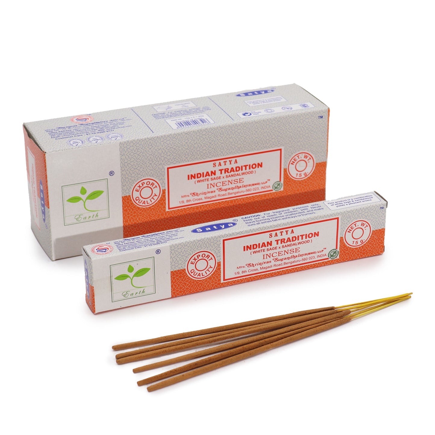 Experience the calming and cleansing fragrance of Satya Incense Sticks Indian Tradition (White Sage & Sandalwood). A premium blend crafted by the renowned Satya brand.