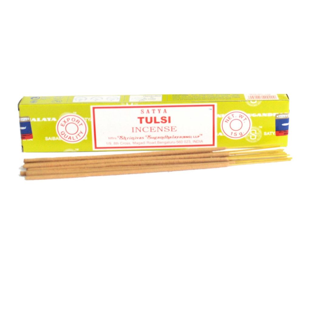 Experience the rich, soothing aroma of Satya Tulsi Incense, expertly hand-rolled in India using pure extracts and the finest scented oils.