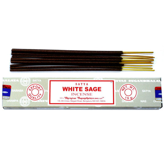 Experience the rich, soothing aroma of Satya White Sage Incense, expertly hand-rolled in India using pure extracts and the finest scented oils.