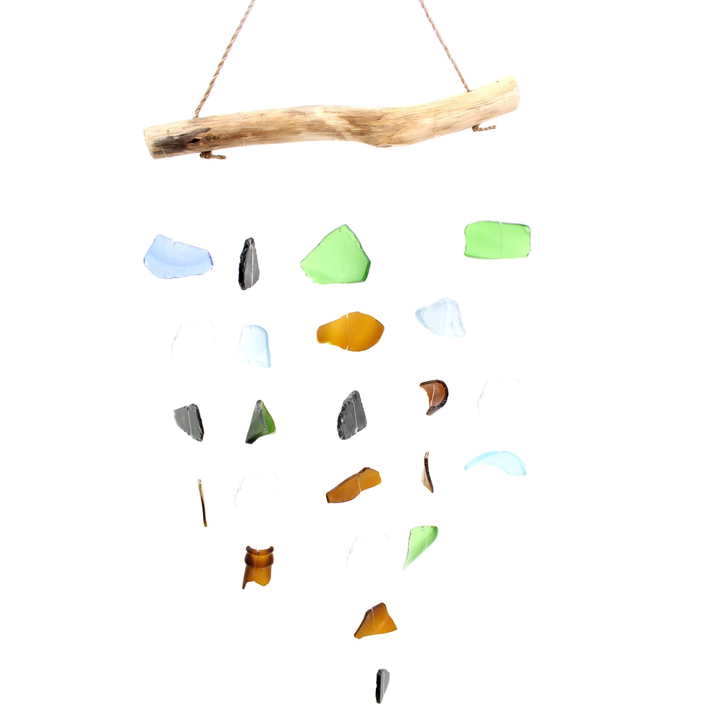 Bring harmony and a touch of nature to your outdoor space with a Recycled Glass Wind Chime Simple Hanging Five Strings. Handmade in Indonesia