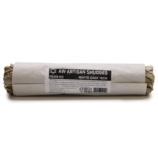 Smudge Stick White Sage 15cm wrapped is ideal for cleansing the aura and creating a peaceful, purified environment.