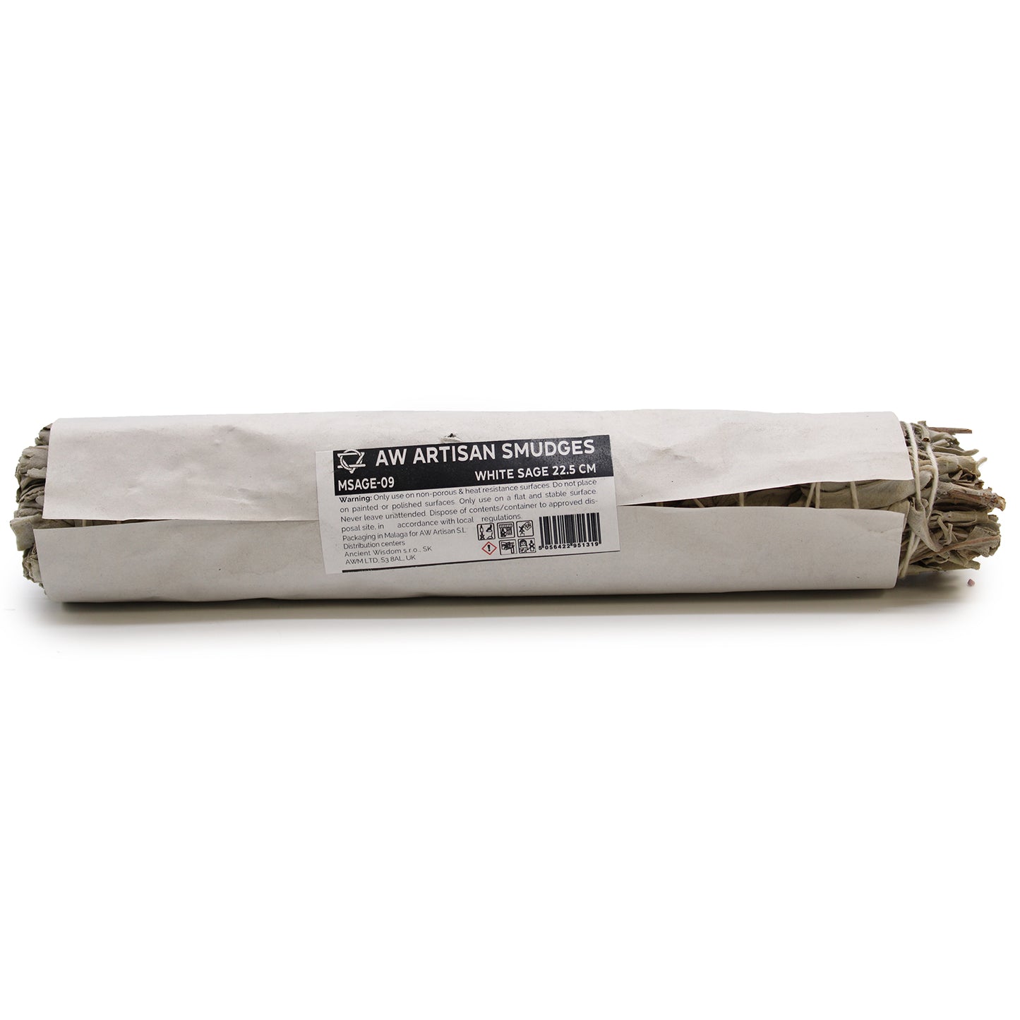 Smudge Stick White Sage 22.5cm wrapped is ideal for cleansing the aura and creating a peaceful, purified environment.