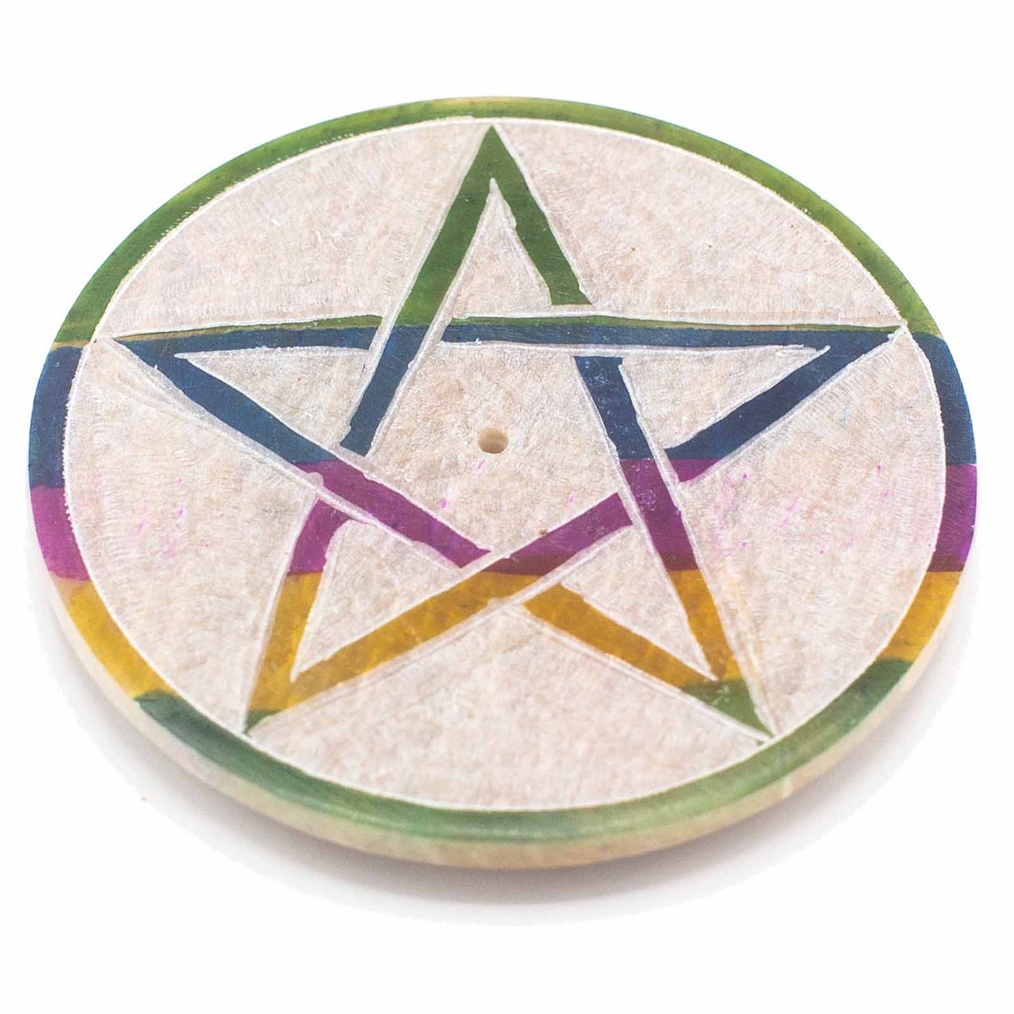 Add a touch of elegance and tranquillity to your space with a soapstone Disc incense holder Pentagon. Crafted from premium-quality soapstone for a durable and timeless design.
