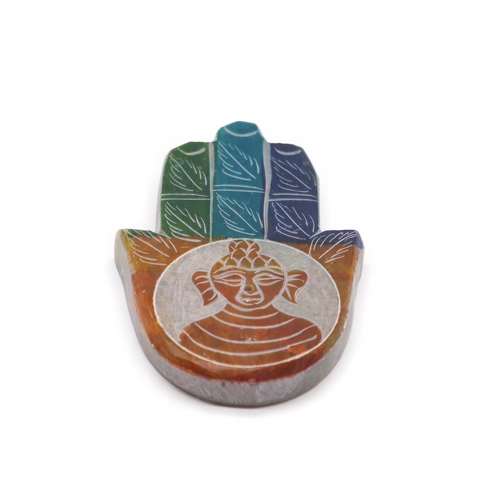 Add a touch of elegance and tranquillity to your space with a soapstone hamsa incense holder Buddah. Crafted from premium-quality soapstone for a durable and timeless design.