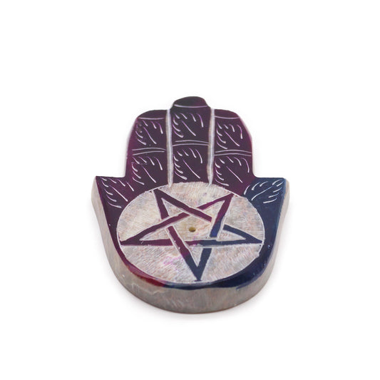 Add a touch of elegance and tranquillity to your space with a soapstone hamsa incense holder Pentagon.
