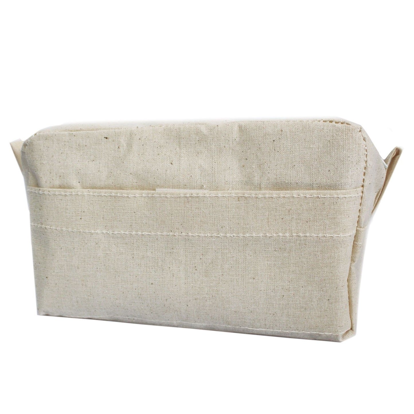 Beige fabric basket on a white background