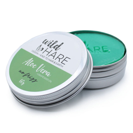 Two containers of 'wild hare' aloe vera product on a white background