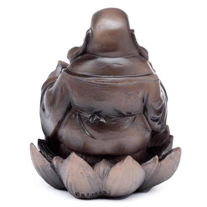 Wood Effect Lucky Buddha Backflow Incense Burner back view