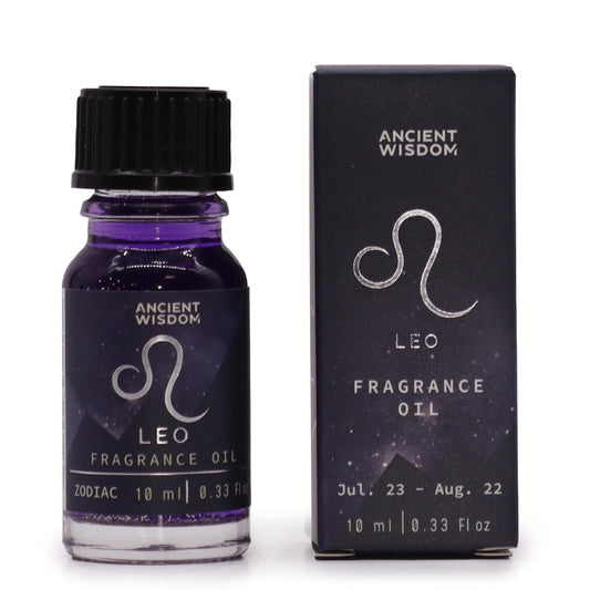 Zodiac Fragrance Oil LEO channels this fire sign’s vibrant energy through the uplifting Frosted Citrine & Ginger scent.