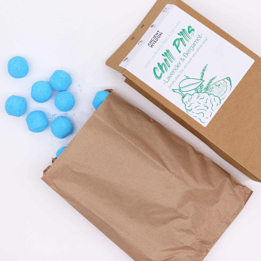 Box of Chimi Balm with blue balls on a white background