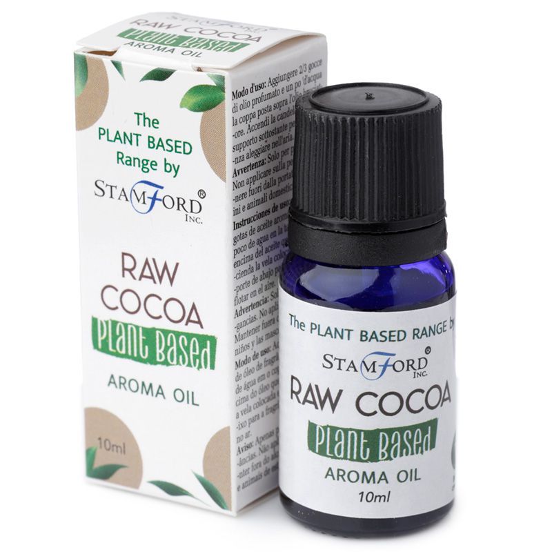 Raw Cocoa Aroma Oil bottle and packaging by Stamford Inc on a white background