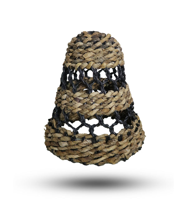 Woven rope ball toy on a white background