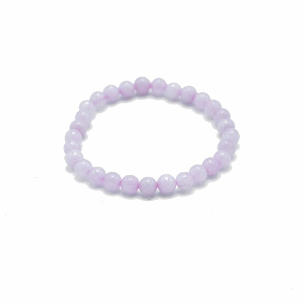 Purple beaded bracelet on a white background