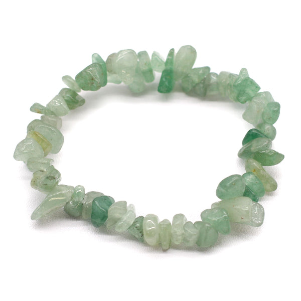 Green stone chip bracelet on a white background