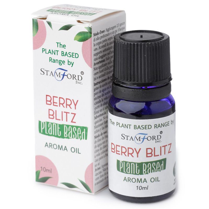Stamford Berry Blitz plant-based aroma oil bottle and packaging on a white background