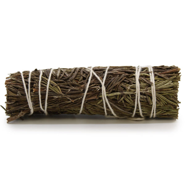 Bundled sage with twine on a white background