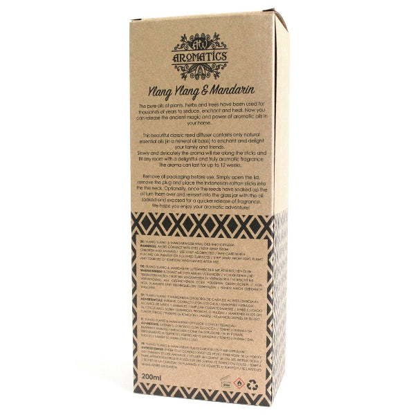 Aromatics Ylang Ylang & Mandarin essential oil packaging on a white background