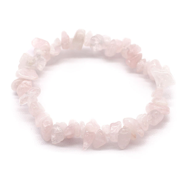 Pink stone bracelet on a white background