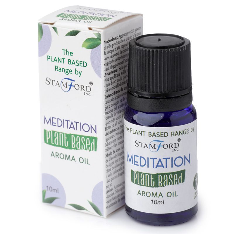 Stamford Meditation Plant Based Aroma Oil bottle and packaging on a white background
